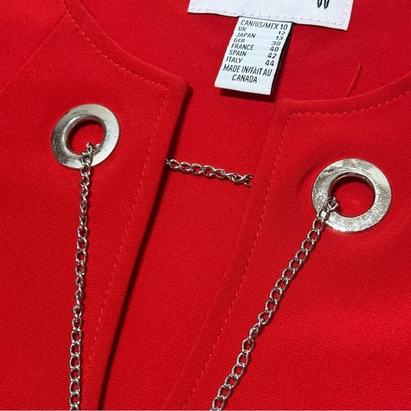 Joseph Ribkoff Merlot Dress Size 10 w/ Pockets, Eyelet Buttons and Chain Accent - Picture 13 of 13